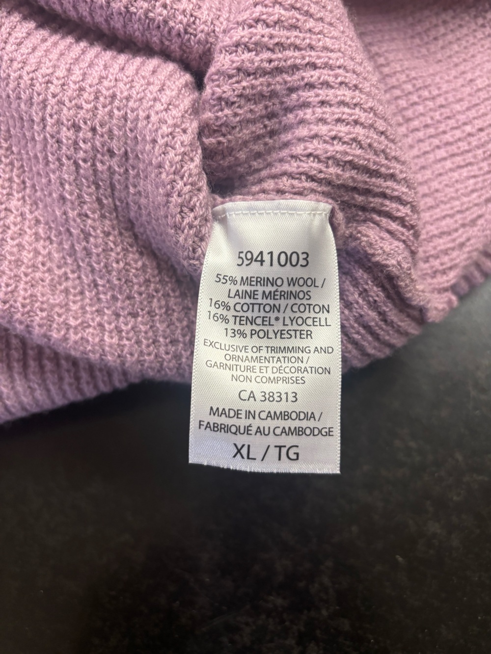 Kersh Women’s XL Merino Wool Blend Waffle Knit Sweater Lavender Purple Crew Neck - Picture 11 of 11